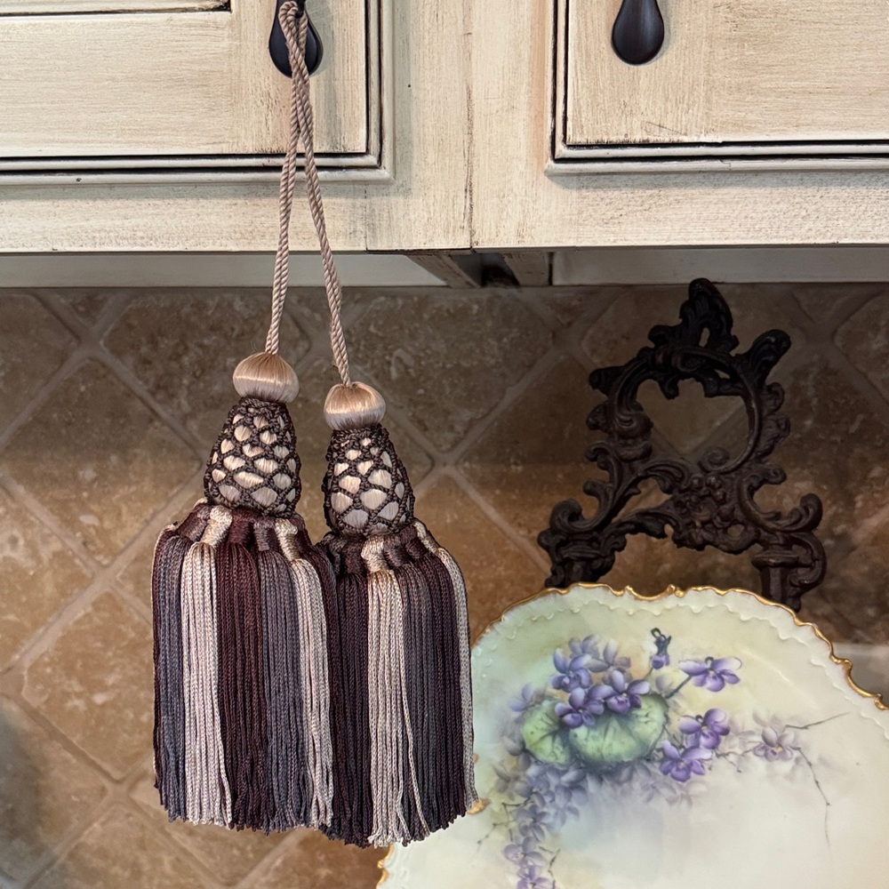 Elegant Brown and Cream Tassel Tiebacks